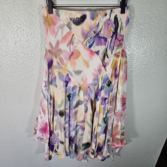 Anthropologie Asymmetrical Painterly Floral Midi Skirt Size S - Picture 7 of 14